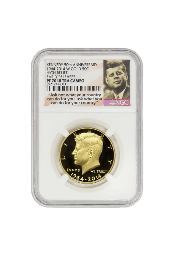 2014-W 50c Gold Kennedy High Relief NGC PF70 Ultra Cameo Early Releases U.S. Mint Coin