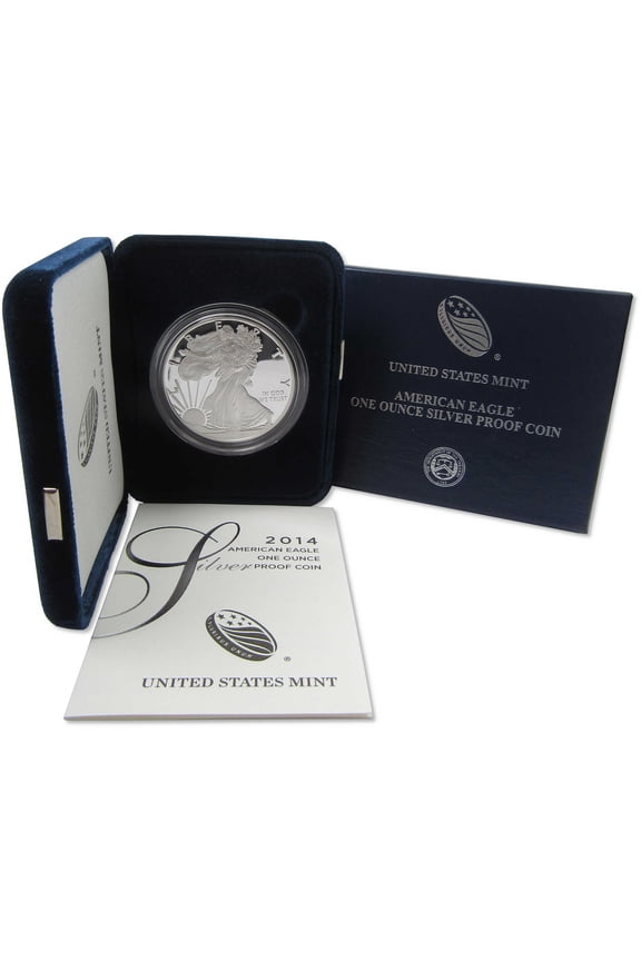 2014 W American Silver Eagle Choice Proof Bullion $1 Coin OGP COA