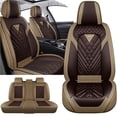 thumbnail image 1 of 2014 for Mazda 3 Seat Cover, PU Leather 5 Piece Full Set Scratch Resistant Beautify Interior, Beige Car Seat Covers, Airbag-Compatible, 1 of 7