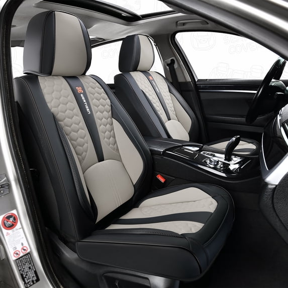2014 for Toyota Rav4 Seat Cover, Black and Gray Car Seat Covers, Premium Leather 5 Piece Full Set Anti-Slip Beautify Interior, Protect Car Seats