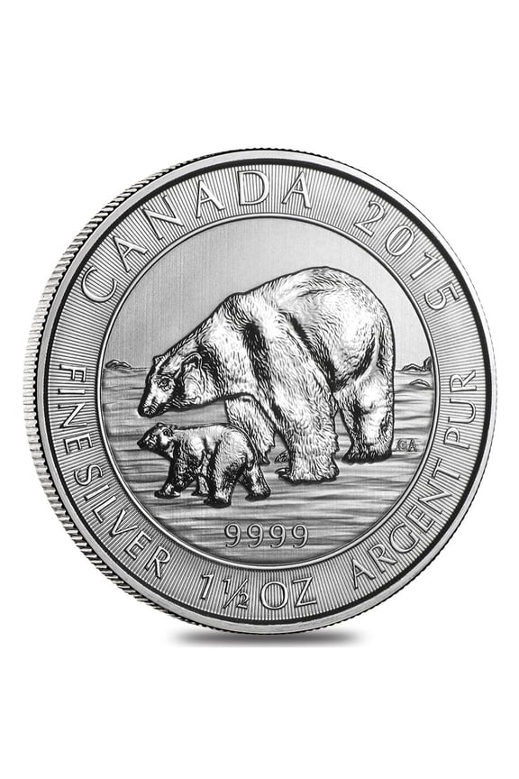 2015 1.5 oz Canadian Silver Polar Bear and Cub $8 Coin .9999 Fine BU