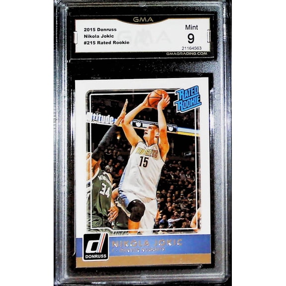 2015-16 Donruss Rated Rookie #215 Nikola Jokic RC Rookie Denver Nuggets Graded Gem MINT GMA 9 Official NBA Basketball