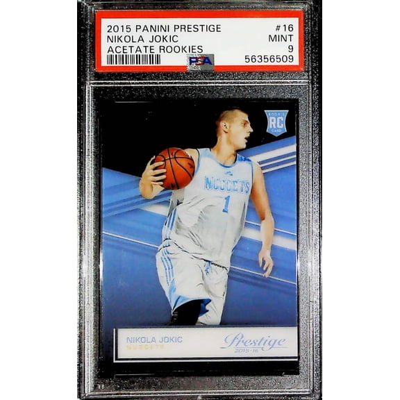 2015-16 Panini Prestige Acetate #16 Nikola Jokic RC Rookie Denver Nuggets Graded PSA MINT 9 Official NBA Basketball