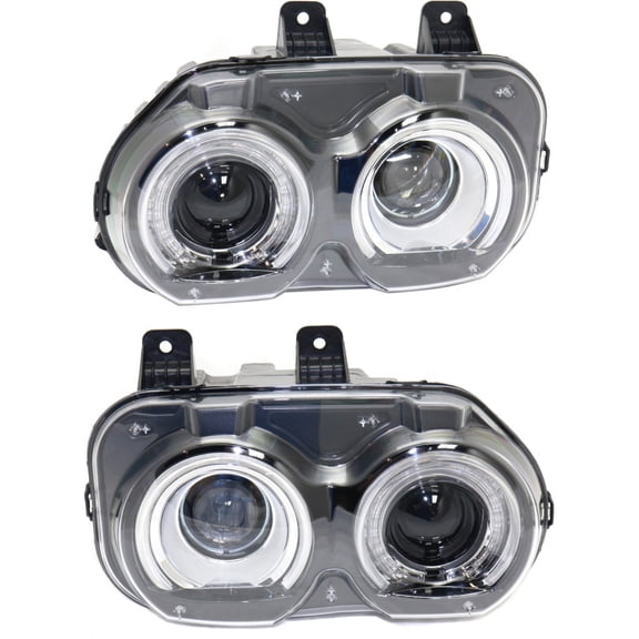 For 2015 2016 2017 2018 Dodge Challenger Headlight Driver and Passenger Side DOT Certified Bulbs Included CH2502267 CH2503267 | 68174065AF, 68174064AF