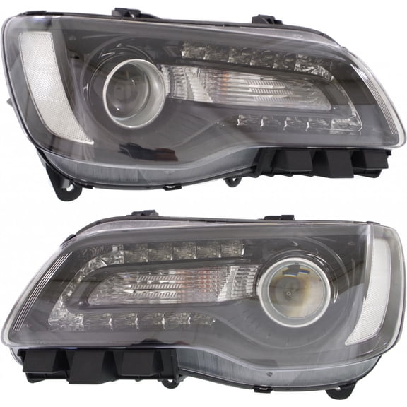 For 2015-2017 Chrysler 300 Headlight Driver and Passenger Side DOT Certified Bulbs Included CH2502269 CH2503269-Replaces 68214383AD, 68214382AD ;HID; Quad Projector (Code LMC)