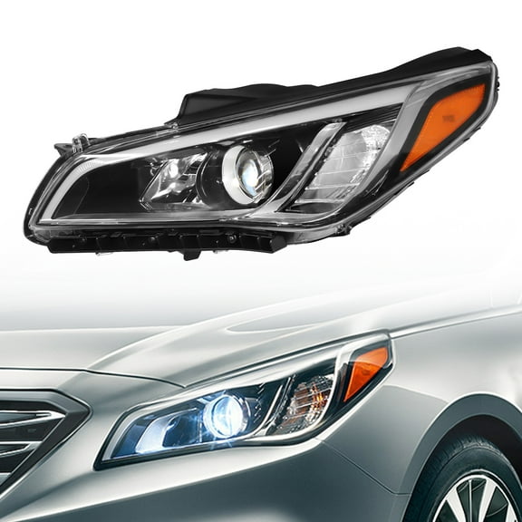 2015 - 2017 Hyundai Sonata Headlight Assembly (Left), ABS & PC, Halogen, Direct Replacement for ECO/SE/Sport 2.4L Models