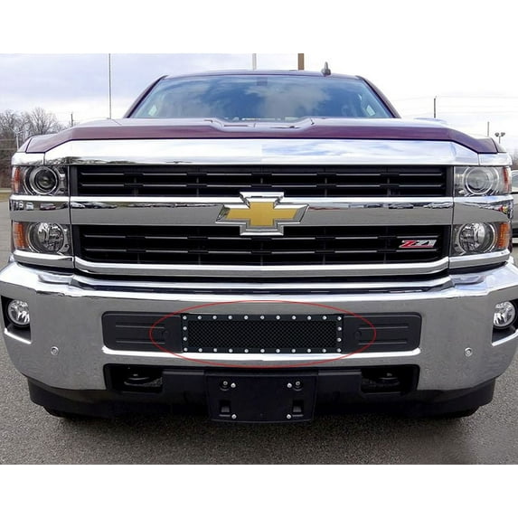 2015-2018 Chevy Silverado 2500HD /2015-2018 Chevy Silverado 3500HD Stainless Steel Black Lower Bumper Wire Mesh Rivet Grille
