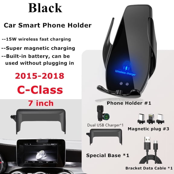 2015-2018 For Mercedes Benz C Class C-Class W204 Phone Holder Wireless Charger Car Screen Mobile Phone Mount 7 Inch Size