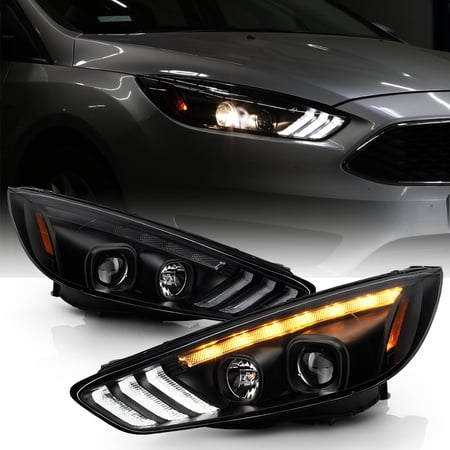 2015-2018 Ford Focus Halogen Type Black LED DRL Sequential Projector Headlights price history and forecast - DT Moto Focus
