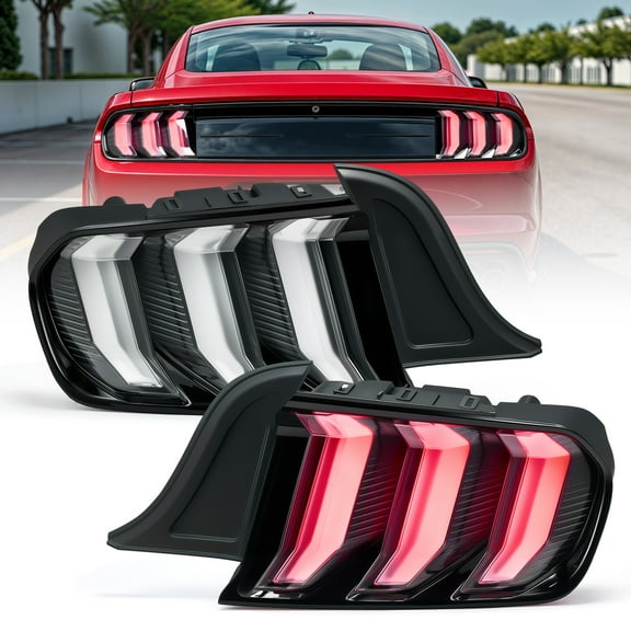 2015-2023 Ford Mustang Euro Clear LED Sequential Tube Tail Lights Brake Lamps