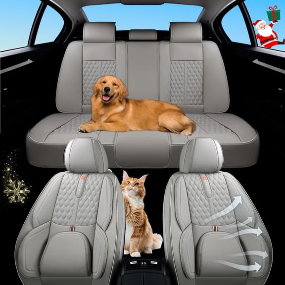 2015-2025 Car Seat Cover for Acura TLX, Middle Gray Car Seat Covers, Faux Leather, Full Set of 5 Seats, With Lumbar Support, Waterproof, Beautify Interior, Beautify the Interior of Old Cars