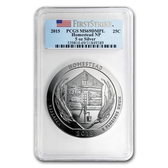 2015 5 oz Silver ATB Homestead MS-69 DMPL PCGS (FirstStrike®)