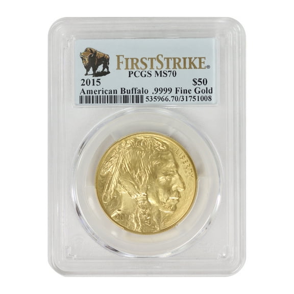 2015 $50 Gold Buffalo PCGS MS70 First Strike Bison Label U.S. Mint Coin