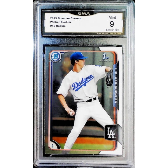 2015 Bowman Draft Chrome Baseball #46 Walker Buehler Los Angeles Dodgers GMA 9 MINT