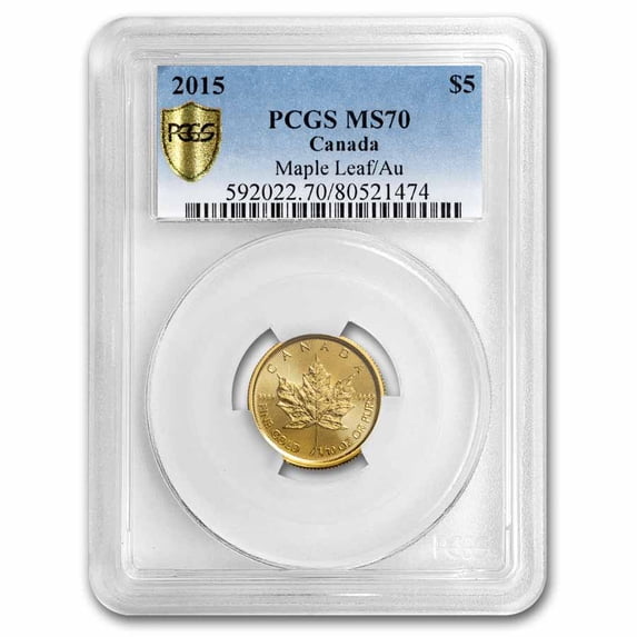2015 Canada 1/10 oz $5 Gold Maple Leaf PCGS MS-70