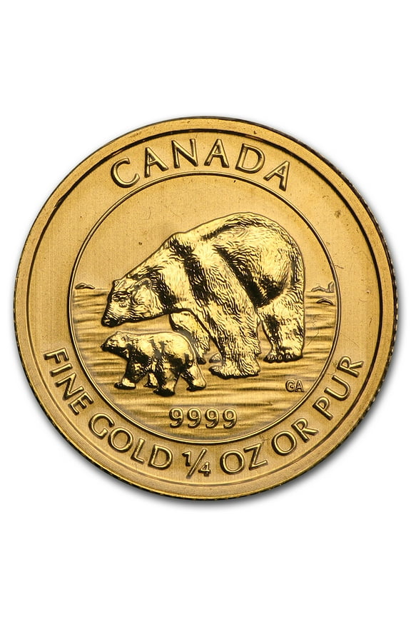 2015 Canada 1/4 oz BU Gold $10 Polar Bear and Cub