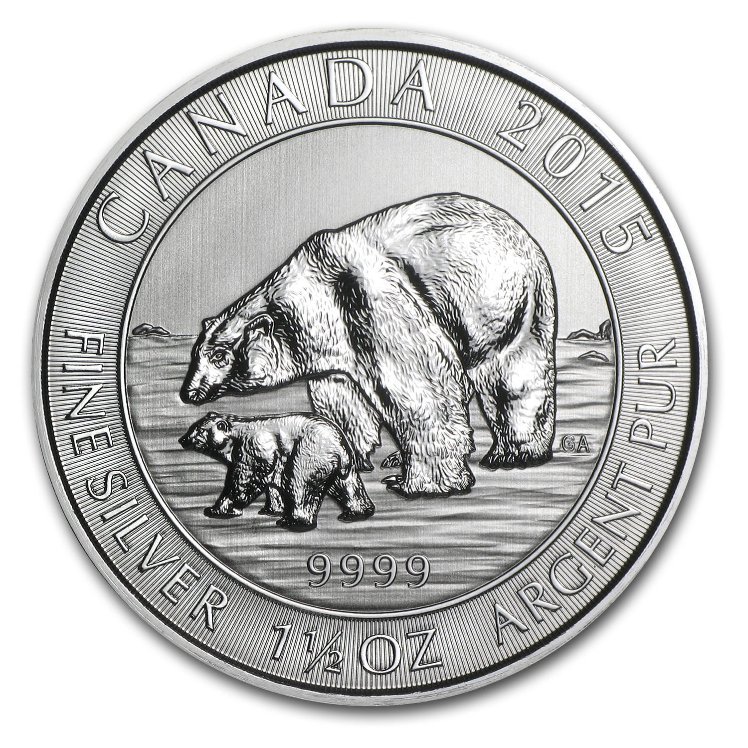 2015 Canada 1.5 oz Silver $8 Polar Bear & Cub BU