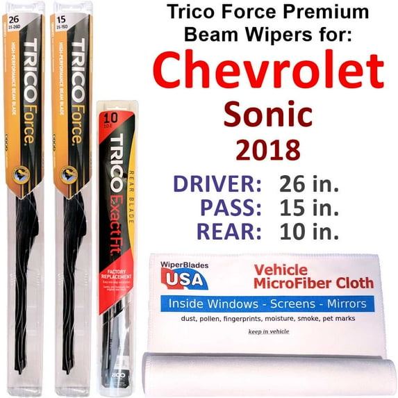 2015 Chevrolet Sonic Performance Beam Wipers (Set of 3) w/Rear Wiper