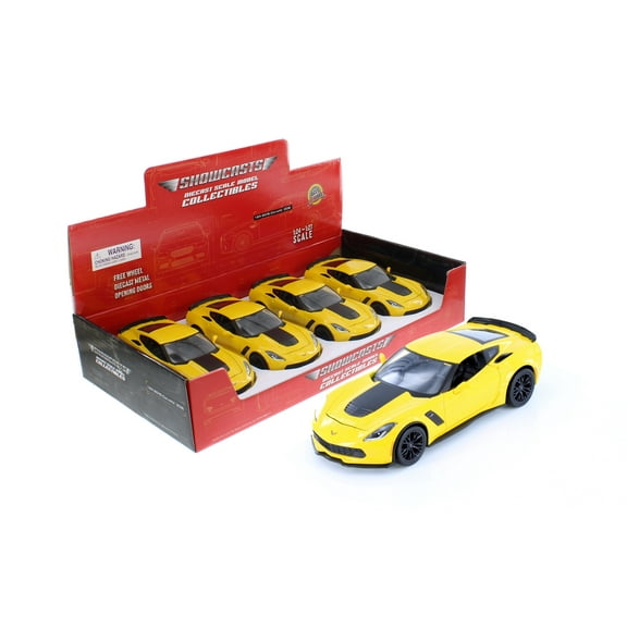 2015 Chevy Corvette Z06 Hardtop, Yellow - Showcasts 37133 - 1/24 Scale Diecast Model CarAcrylic