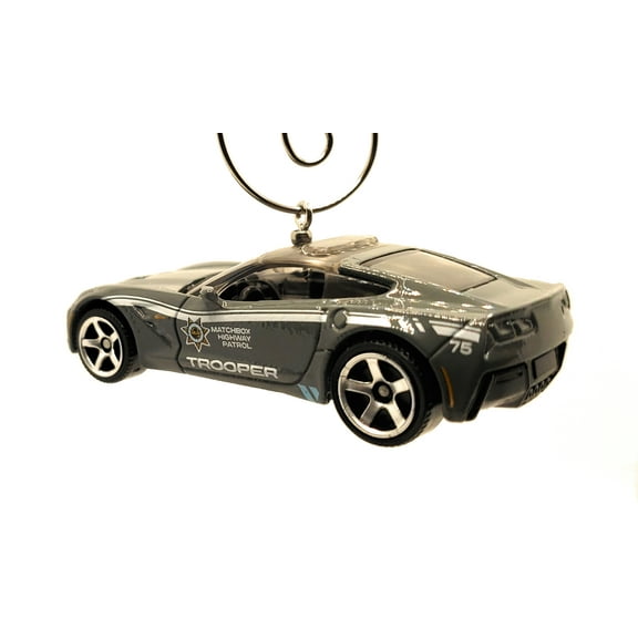 2015 Corvette Stingray State Trooper Christmas Ornament 1:64 Gray