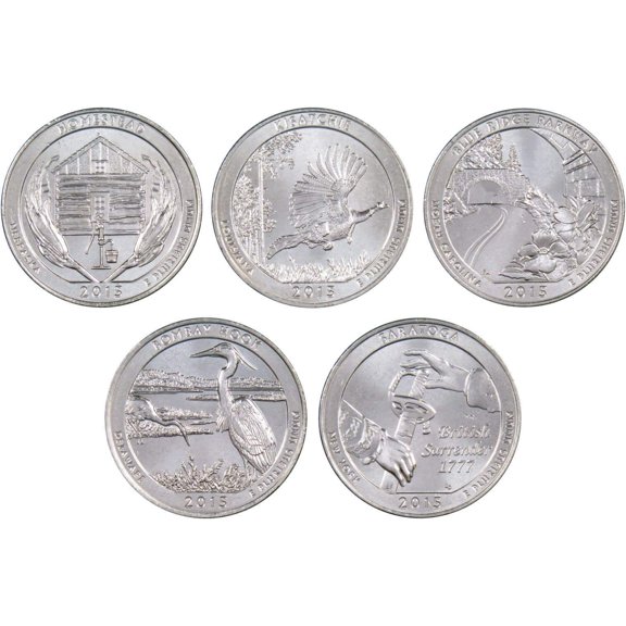 2015 D National Park Quarter 5 Coin Set Uncirculated Mint State 25c Collectible