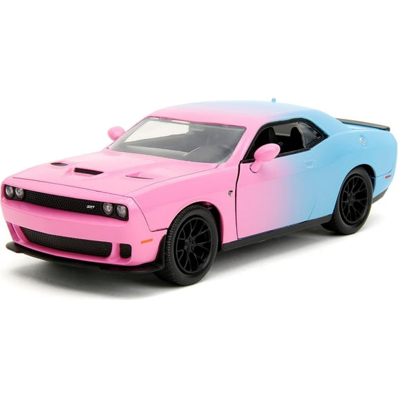 2015 Dodge Challenger SRT Hellcat Pink and Blue Pink Slips Series 1/24 Diecast Model Car by Jada