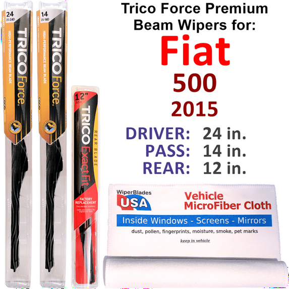 2015 Fiat 500 Performance Beam Wipers (Set of 3) w/Rear Wiper