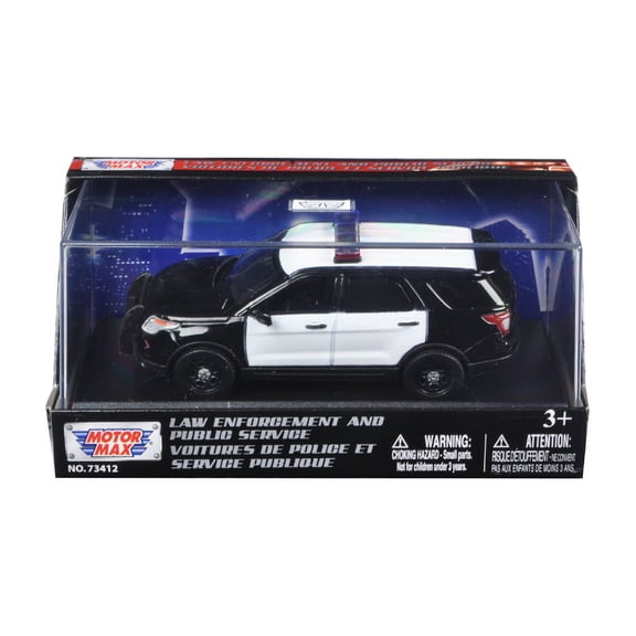 2015 Ford Police Interceptor Utility Plain Black and White 1/43 Diecast Model Car by Motormax