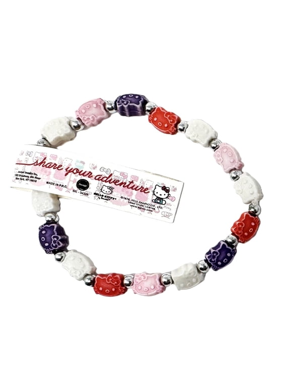 2015 Hello Kitty Rainbow Acrylic Resiin Bead Stretch Bracelet - Medium