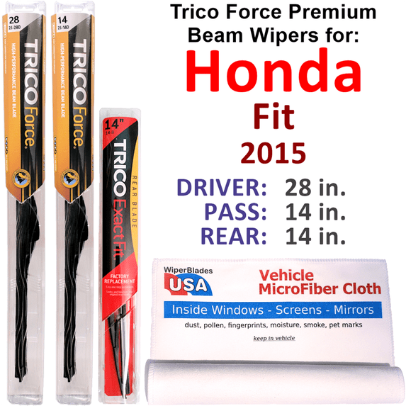 2015 Honda Fit Performance Beam Wipers (Set of 3) w/Rear Wiper