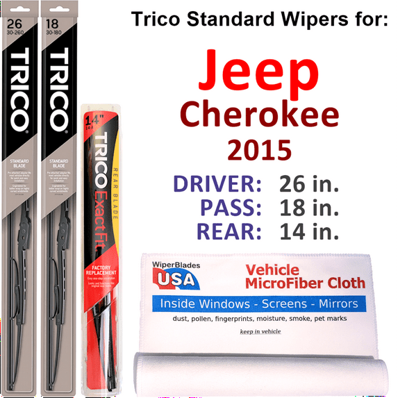 2015 Jeep Cherokee Wiper Blades (Set of 3) w/Rear Wiper