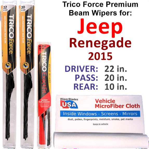 2015 Jeep Renegade Performance Beam Wipers (Set of 3) w/Rear Wiper