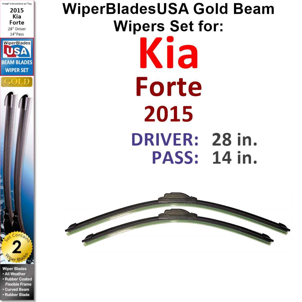 2015 Kia Forte compatible Beam Wiper Blades Wipers WBUSA (Set of 2