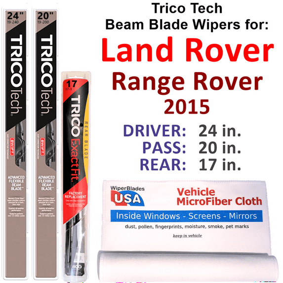 2015 Land Rover Range Rover Beam Blade Wipers (Set of 3) w/Rear Wiper