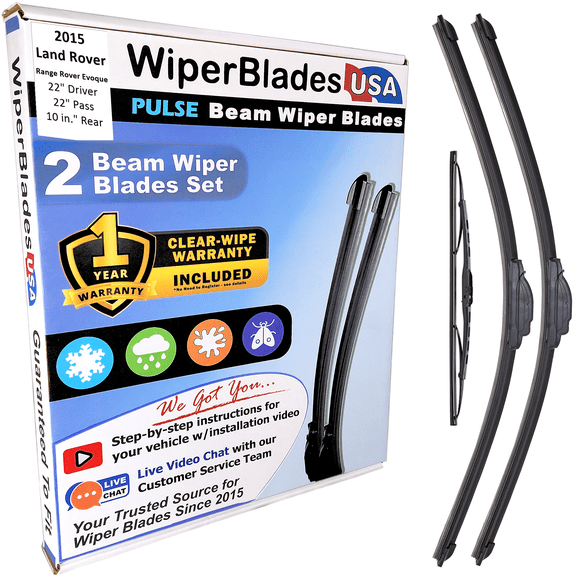 2015 Land Rover Range Rover Evoque Beam Wiper Blades Wipers w/1yr Warranty (Set of 3) w/Rear Wiper (WiperBladesUSA)