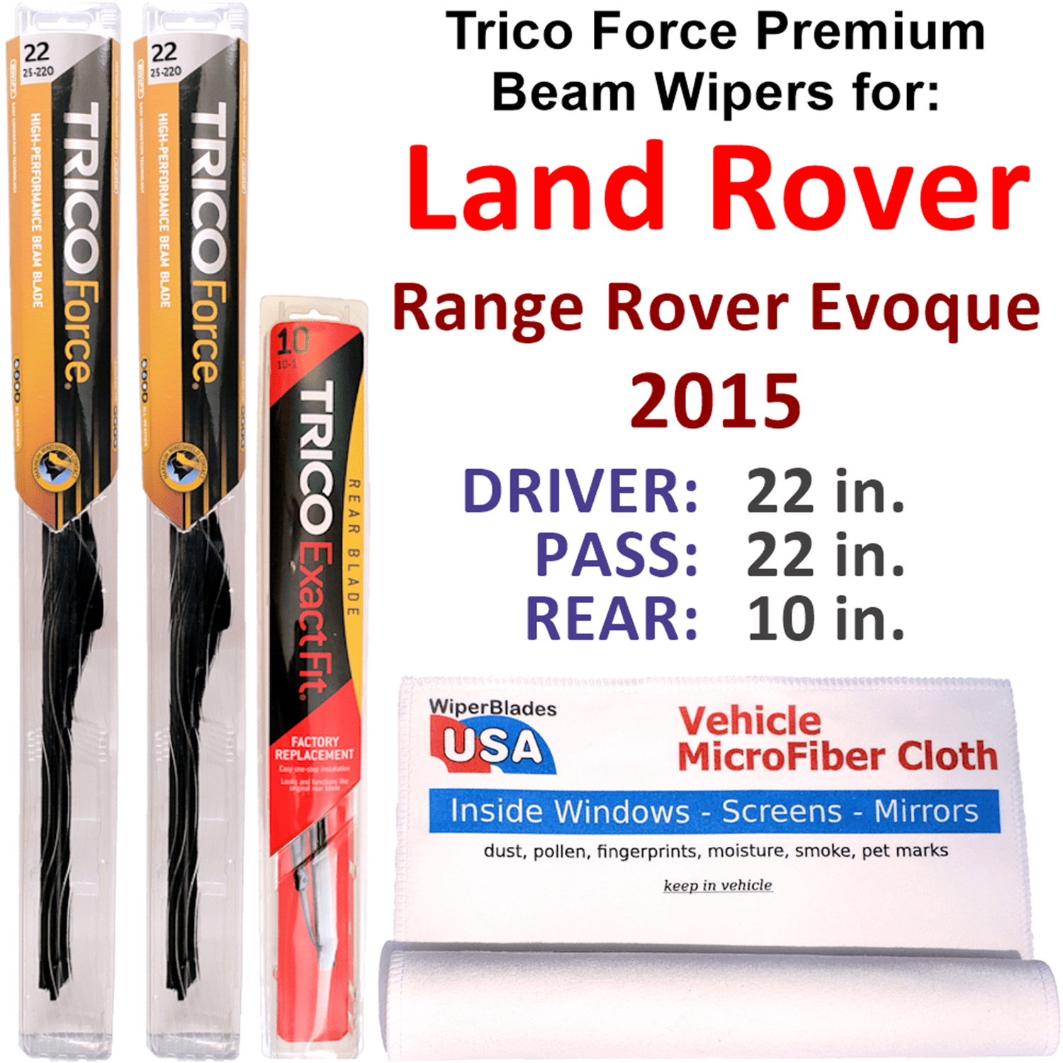 Range Rover Rear Wiper 2015 Land Rover Range Rover Evoque Performance Beam Wipers (Set of 3) w ...