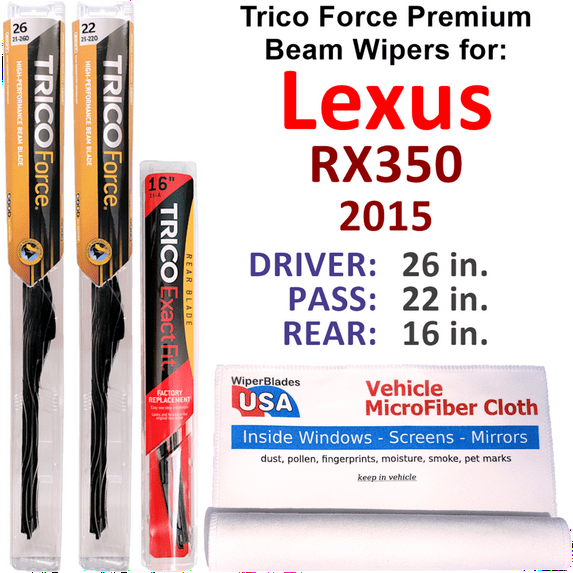 2015 Lexus RX350 Performance Beam Wipers (Set of 3) w/Rear Wiper