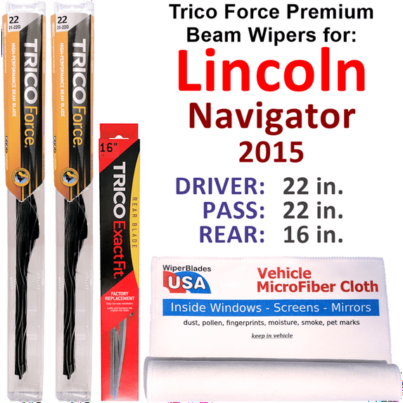 2015 Lincoln Navigator Performance Beam Wipers (Set of 3) w/Rear Wiper
