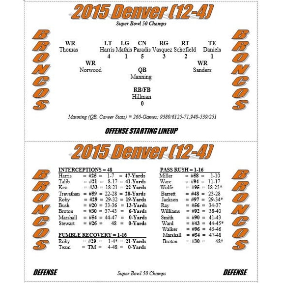 2015 NFL Season Solitaire Stat-Based Football Simulation Game - New