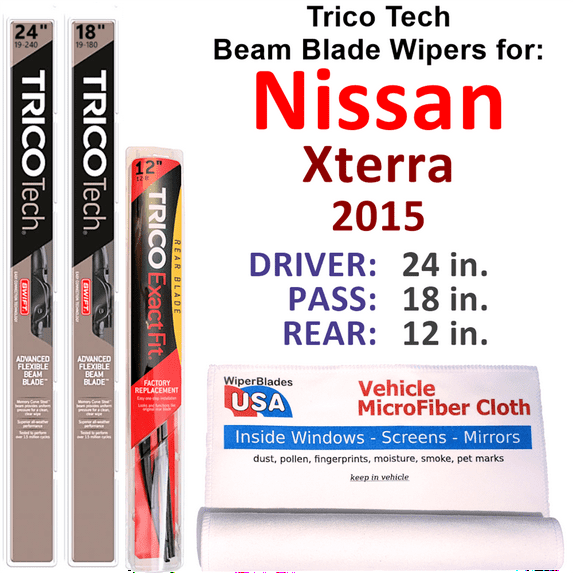 2015 Nissan Xterra Beam Blade Wipers (Set of 3) w/Rear Wiper