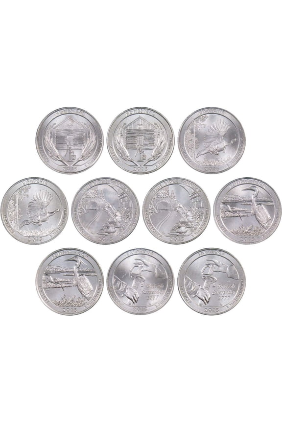2015 P&D National Park Quarter 10 Coin Set Uncirculated Mint State 25c