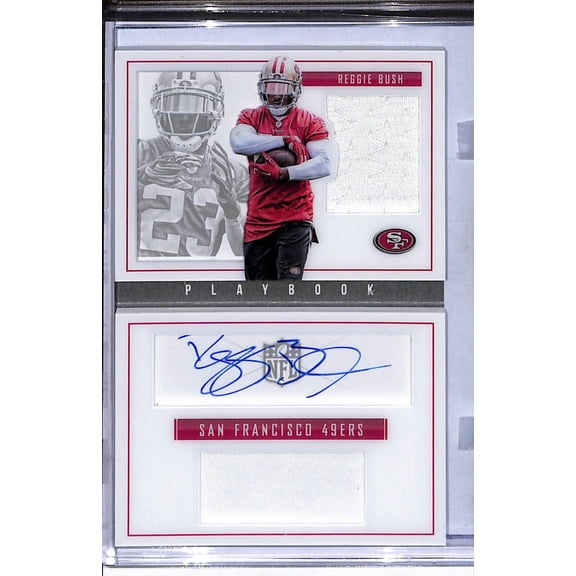 2015 Panini Playbook Reggie Bush #BK-RB Jersey Patch Memorabilia San Francisco 49ers NFL Autographed Football Trading Card