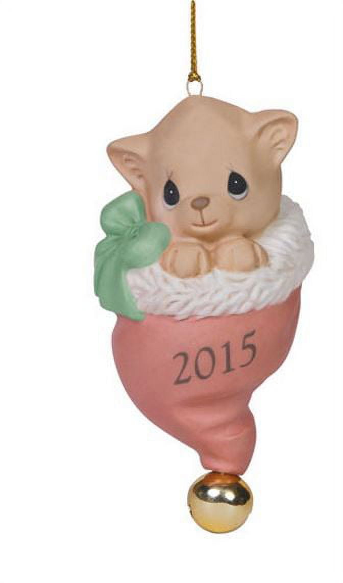 2015 Precious Moments Pur-fect Love Kitten in Santa Hat Cat Christmas Ornament