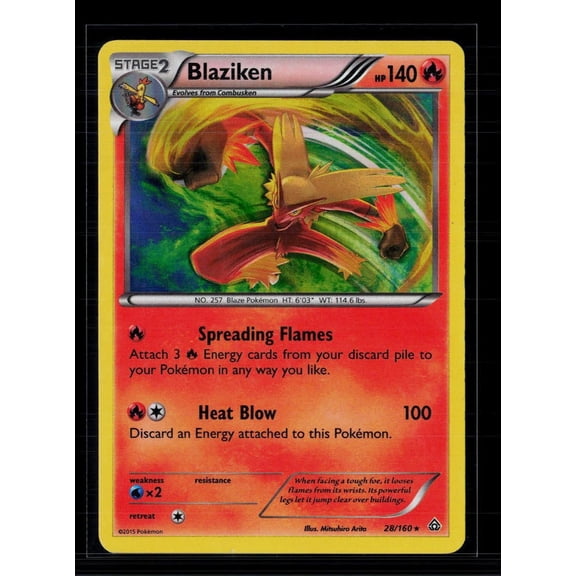 2015 Primal Clash Blaziken Rare #28/160 English Lightly Played Pokemon Trading Card