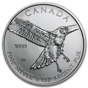 2015 RCM 1 oz Silver Birds of Prey Red Tailed Hawk Spotted/Dmgd