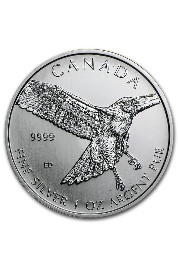 2015 RCM 1 oz Silver Birds of Prey Red Tailed Hawk (Spotted/Dmgd)