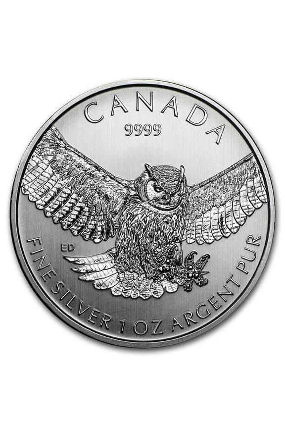 2015 RCM 1 oz Silver Birds of Prey Series Great Horned Owl