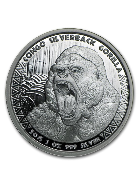 2015 Republic of Congo 1 oz Silver Silverback Gorilla (Prooflike)