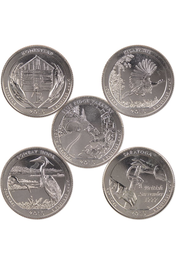 2015 S National Park Quarter 5 Coin Set Uncirculated Mint State Clad 25c
