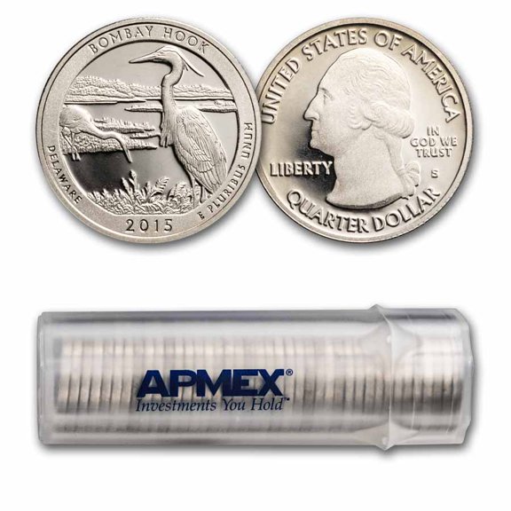 2015-S Quarter ATB Bombay Hook 40-Coin Roll Gem Proof